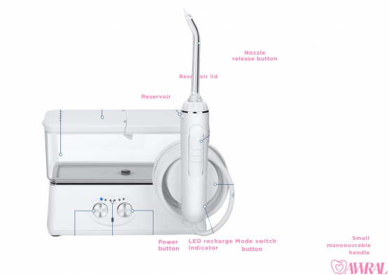 AWRAL WATER FLOSSER PRO COMPACT | CORDLESS| WITH TRAVEL CASE | 12+ 6 MONTHS WARRANTY| PORTABLE & RECHARGEABLE | WF PRO WITH 6 TIPS | 6 PRESSURE SETTINGS